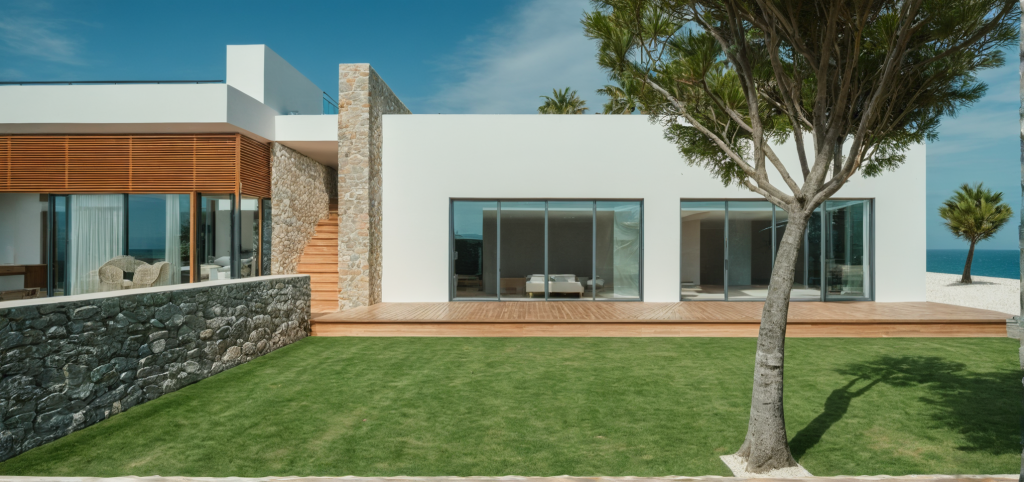 La maison a été redessinée avec des lignes géométriques franches